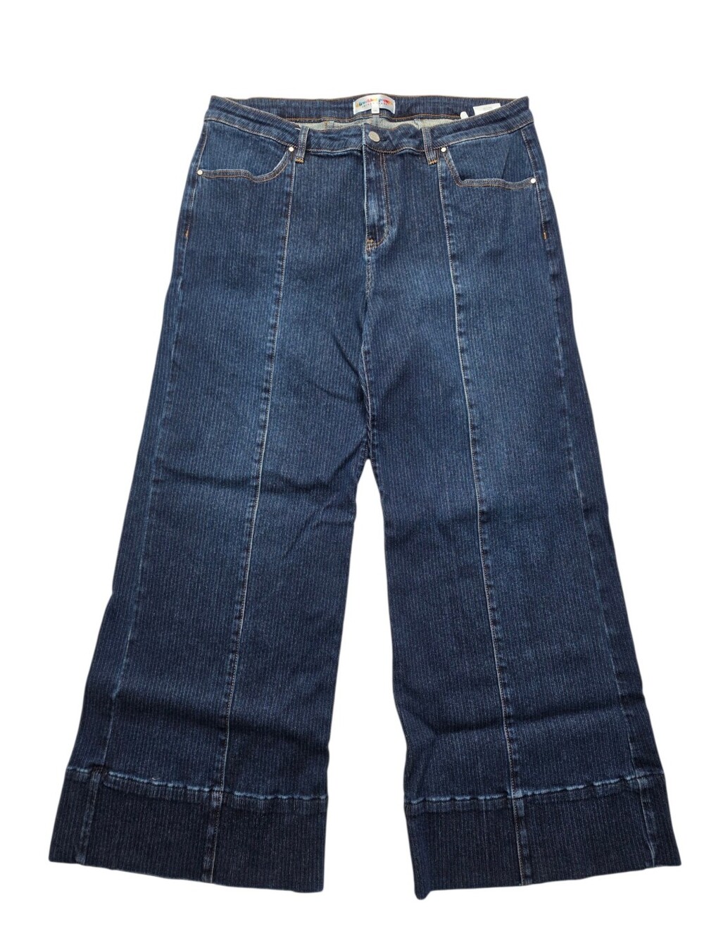 Freckled Poppy x Risen 1XL Wide Leg Jeans Dark Wash Cuffed Trouser Denim